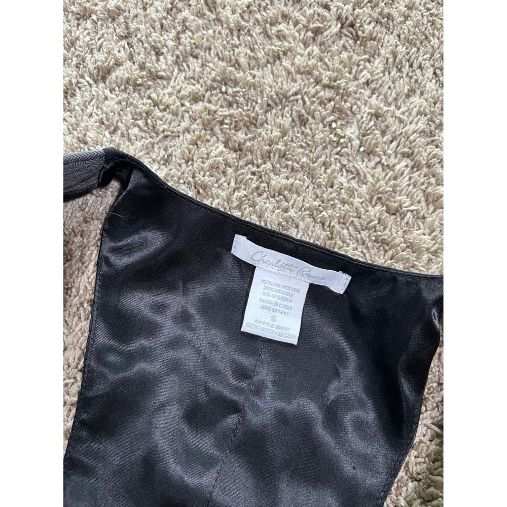 Y2K Charlotte Russe Grey Pinstripe Cropped Tuxedo Vest Small 2000s Indie Office - Picture 4 of 5